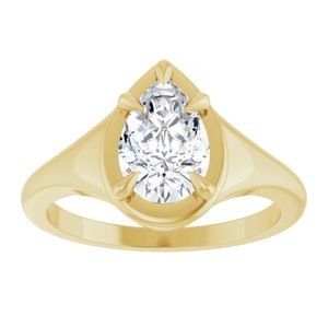 18K Yellow Gold 9x6 mm Pear Ring Mounting – image 5