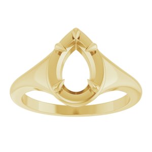 18K Yellow Gold 9x6 mm Pear Ring Mounting – image 6