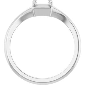 14K X1 White Gold 4x4 mm Square Ring Mounting – image 4