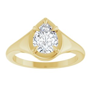 18K Yellow Gold 8x6 mm Pear Ring Mounting – image 5