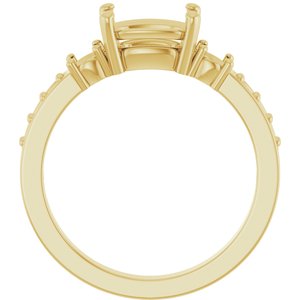 10K Yellow Gold 8x6 mm Elongated Cushion Ring Mounting – image 4