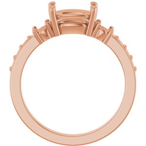 14K Rose Gold 8x6 mm Elongated Cushion Ring Mounting – image 4