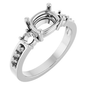 18K White Gold 8x6 mm Elongated Cushion Ring Mounting – image 2