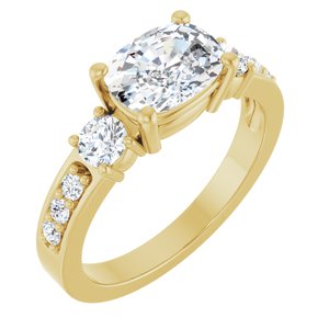 14K Yellow Gold 8x6 mm Elongated Cushion Ring Mounting