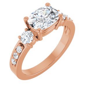 18K Rose Gold 8x6 mm Elongated Cushion Ring Mounting