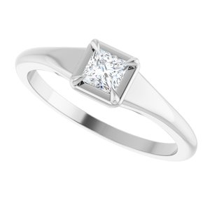 18K White Gold 3.5x3.5 mm Square Ring Mounting – image 8