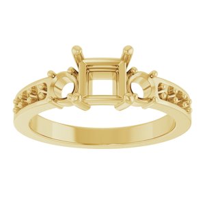 14K Yellow Gold 5x5 mm Square Ring Mounting – image 6