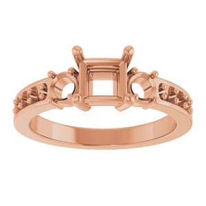 14K Rose Gold 5x5 mm Square Ring Mounting – image 6