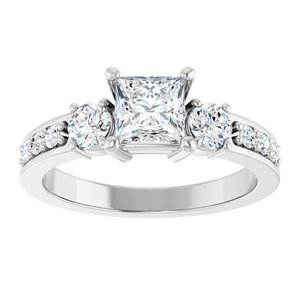 18K White Gold 5x5 mm Square Ring Mounting – image 5