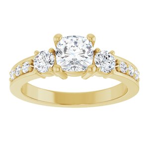 10K Yellow Gold 5.5x5.5 mm Cushion Ring Mounting – image 5