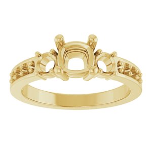 10K Yellow Gold 5.5x5.5 mm Cushion Ring Mounting – image 6