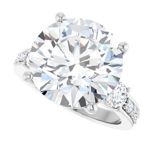 10K White Gold 13 mm Round Ring Mounting – image 8