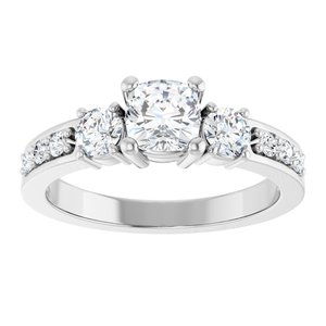 10K White Gold 5x5 mm Cushion Ring Mounting – image 5