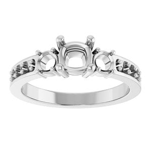 Platinum 5x5 mm Cushion Ring Mounting – image 6