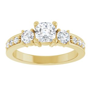 14K Yellow Gold 5x5 mm Cushion Ring Mounting – image 5