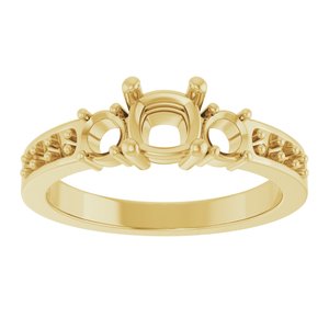 10K Yellow Gold 5x5 mm Cushion Ring Mounting – image 6