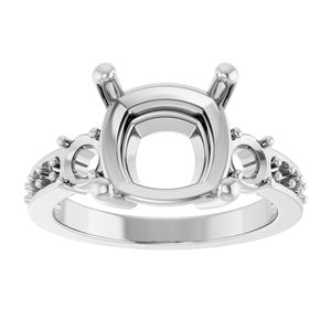 Sterling Silver 10x10 mm Cushion Ring Mounting – image 6