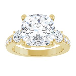 14K Yellow Gold 10x10 mm Cushion Ring Mounting – image 5
