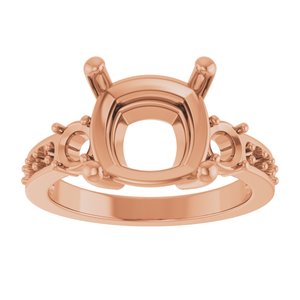 18K Rose Gold 10x10 mm Cushion Ring Mounting – image 6