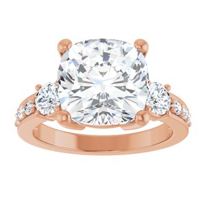 14K Rose Gold 10x10 mm Cushion Ring Mounting – image 5