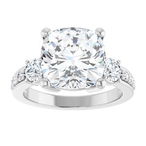14K X1 White Gold 10x10 mm Cushion Ring Mounting – image 5