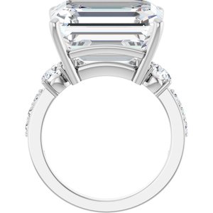 14K White Gold 15x13 mm Emerald Ring Mounting – image 3