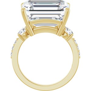 18K Yellow Gold 15x13 mm Emerald Ring Mounting – image 3