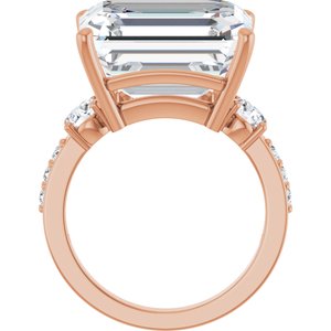 14K Rose Gold 15x13 mm Emerald Ring Mounting – image 3