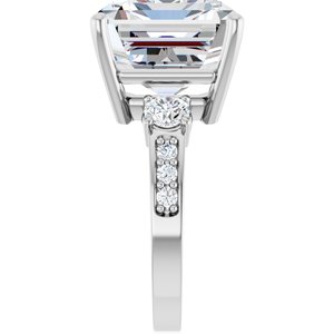14K X1 White Gold 15x13 mm Emerald Ring Mounting – image 7