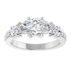 14K White Gold 10.5x5.5 mm Marquise Ring Mounting – image 5