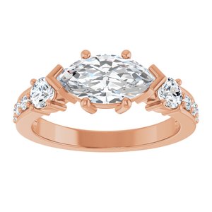 18K Rose Gold 10.5x5.5 mm Marquise Ring Mounting – image 5