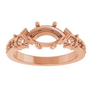14K Rose Gold 10.5x5.5 mm Marquise Ring Mounting – image 6