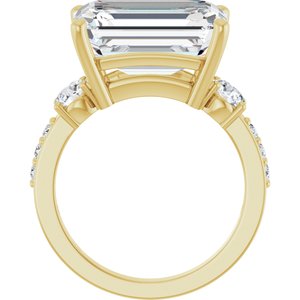 18K Yellow Gold 14x10 mm Emerald Ring Mounting – image 3