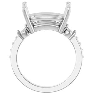 14K X1 White Gold 14x10 mm Emerald Ring Mounting – image 4