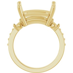 18K Yellow Gold 14x10 mm Emerald Ring Mounting – image 4
