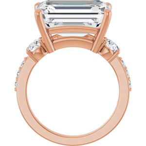 14K Rose Gold 14x10 mm Emerald Ring Mounting – image 3