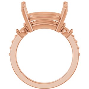 14K Rose Gold 14x10 mm Emerald Ring Mounting – image 4