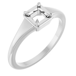 18K White Gold 4x4 mm Square Ring Mounting – image 2