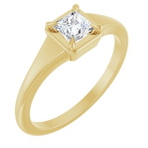 18K Yellow Gold 4x4 mm Square Ring Mounting