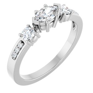 10K White Gold 6x3.5 mm Marquise Ring Mounting