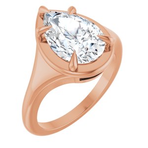 14K Rose Gold 12x8 mm Pear Ring Mounting