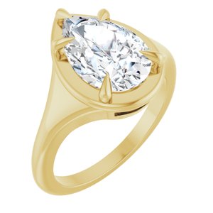 10K Yellow Gold 12x8 mm Pear Ring Mounting