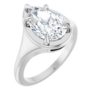 Sterling Silver 12x8 mm Pear Ring Mounting