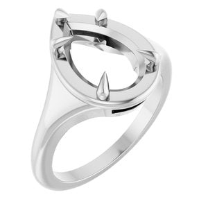 14K X1 White Gold 12x8 mm Pear Ring Mounting – image 2