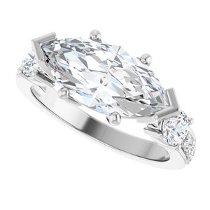 10K White Gold 14x7 mm Marquise Ring Mounting – image 8