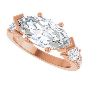 18K Rose Gold 14x7 mm Marquise Ring Mounting – image 8