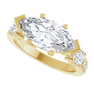 14K Yellow Gold 14x7 mm Marquise Ring Mounting – image 8