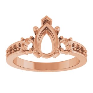 18K Rose Gold 9x6 mm Pear Ring Mounting – image 6