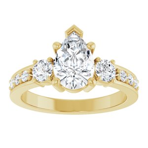 18K Yellow Gold 9x6 mm Pear Ring Mounting – image 5