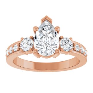 18K Rose Gold 9x6 mm Pear Ring Mounting – image 5